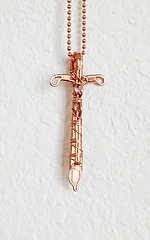 excaliber sword pendant with pale cubic zirconia rhinestones